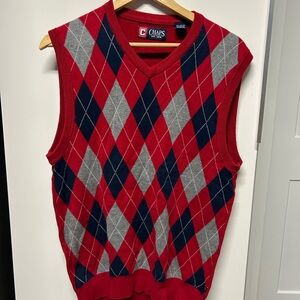 Chaps V-Neck Red Argyle Sweater Vest